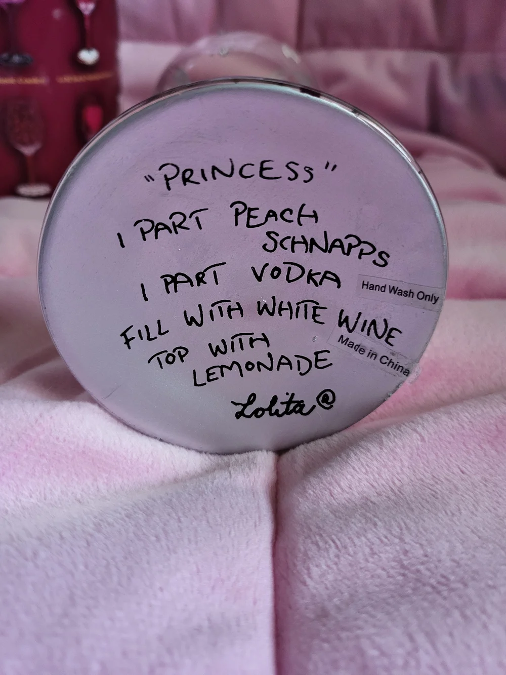 Lolita Princess Hand-Painted 15 Oz Wine Glass with Gift Box